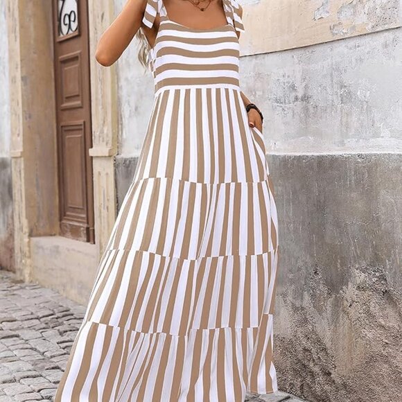 Boho Tiered Maxi Dress | Adjustable Straps | NWT - Picture 3 of 5
